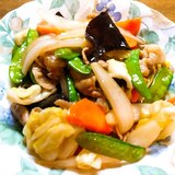 キャベツと絹さやと豚肉で八宝菜風